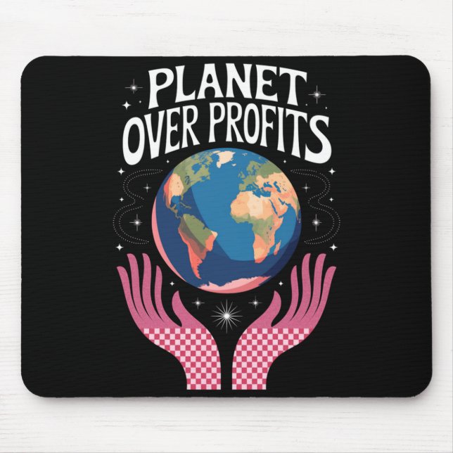 Mousepad Planeta Sobre Lucros A Mudança Climática da Terra  (Frente)