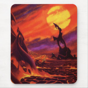 Mousepad Planeta vulcânico de ficção científica com Red Lav