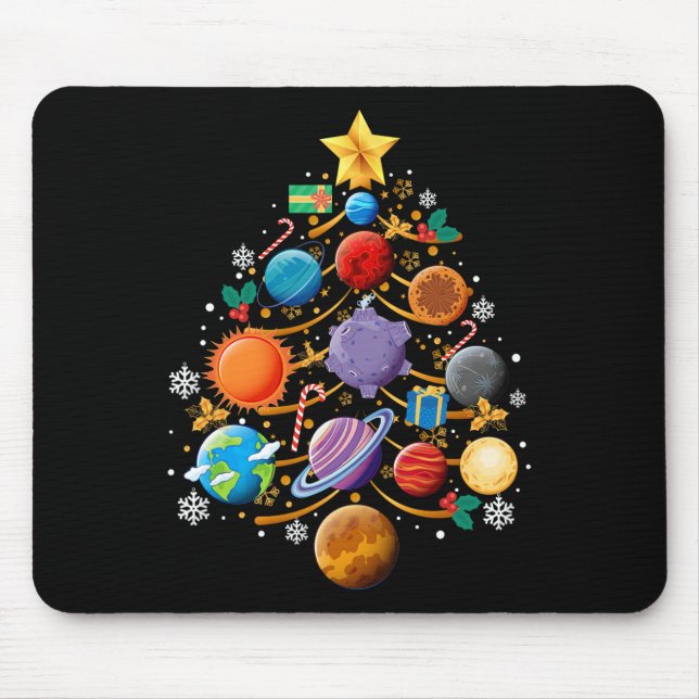 Mousepad Planetas do Sistema Solar Árvore de Natal Astronom (Frente)