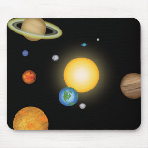 Mousepad Planetas do Sistema Solar no Espaço Escuro Profund
