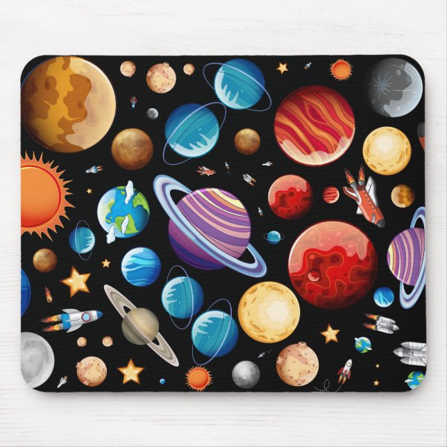 Mousepad Planetas e navios-foguete (Frente)