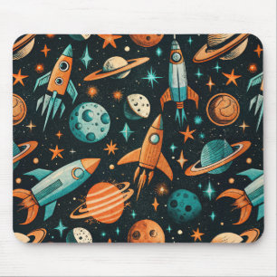 Mousepad Planetas Sonhadores Spacecore Azul Turquesa Laranj
