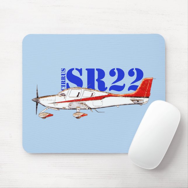 Mousepad Plano Cirrus SR22 Estilizado com Tipografia Negrit (Com mouse)