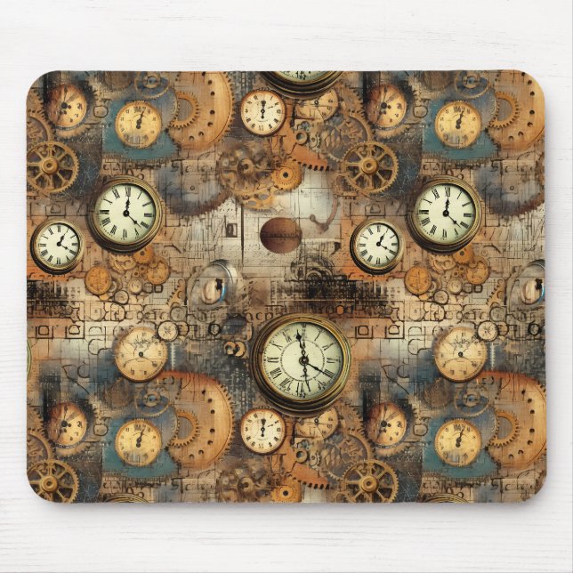 Mousepad Plano de Engenharia Steampunk Marrom Latão (Frente)
