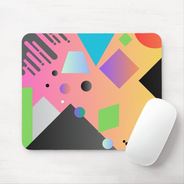 Mousepad Plano de fundo rosa gradiente Amante geométrico (Com mouse)