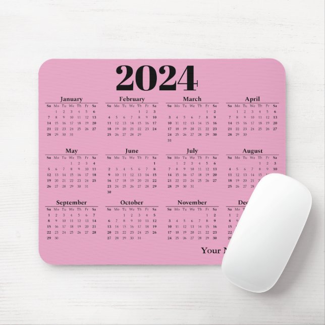 Mousepad Plano de fundo rosa para 2024 (Com mouse)