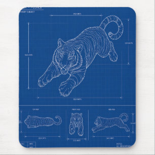 Mousepad Plano de Salto de Tigre – Poster de Arte de Linha
