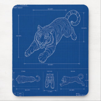 Mousepad Plano de Salto de Tigre – Poster de Arte de Linha 