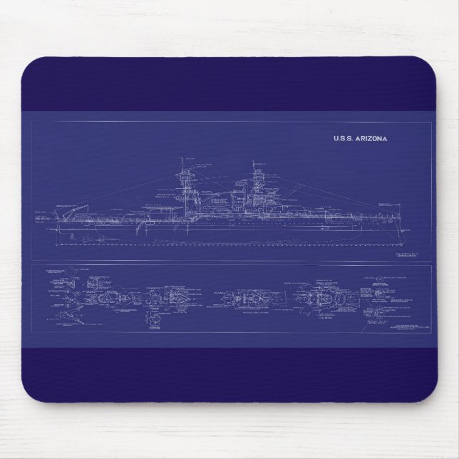 Mousepad Plano do encouraçado USS Arizona (Frente)