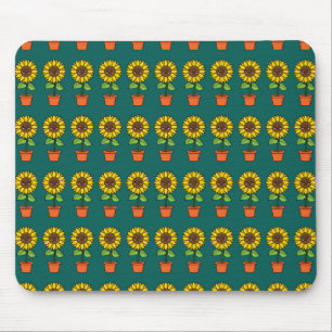 Mousepad Planta de girassol de Kawaii em Pote
