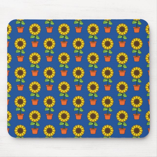 Mousepad Planta de girassol em padrão de Pote (Frente)