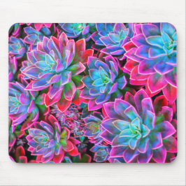 Mousepad Planta de suculência de Neon rosa