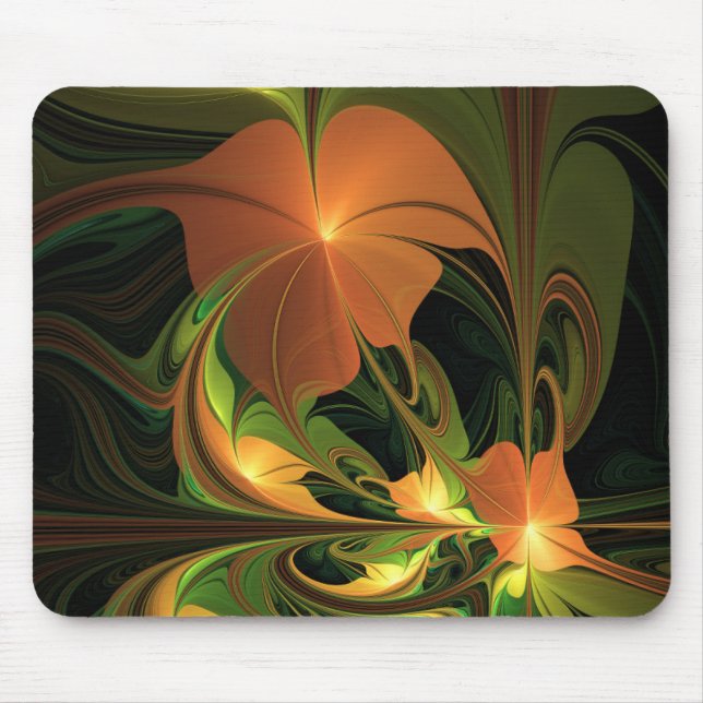 Mousepad Planta Fantasia Abstrata Verde Ferrugem Marrom Fra (Frente)