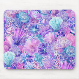 MOUSEPAD PLANTAS & CONCHAS SUBMARINAS AZUIS ROSA ROXAS