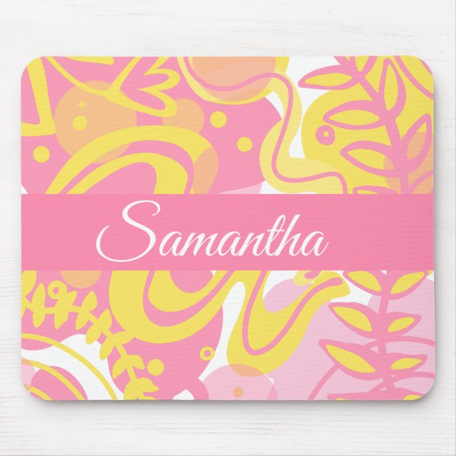 Mousepad Plantas de espiral amarelas (Frente)