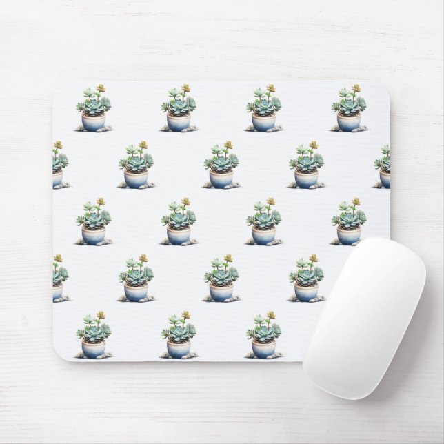 Mousepad Plantas Sucultas em Potes (Com mouse)