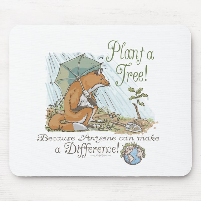 Mousepad Plante uma engrenagem do Fox do Dia da Terra da (Frente)
