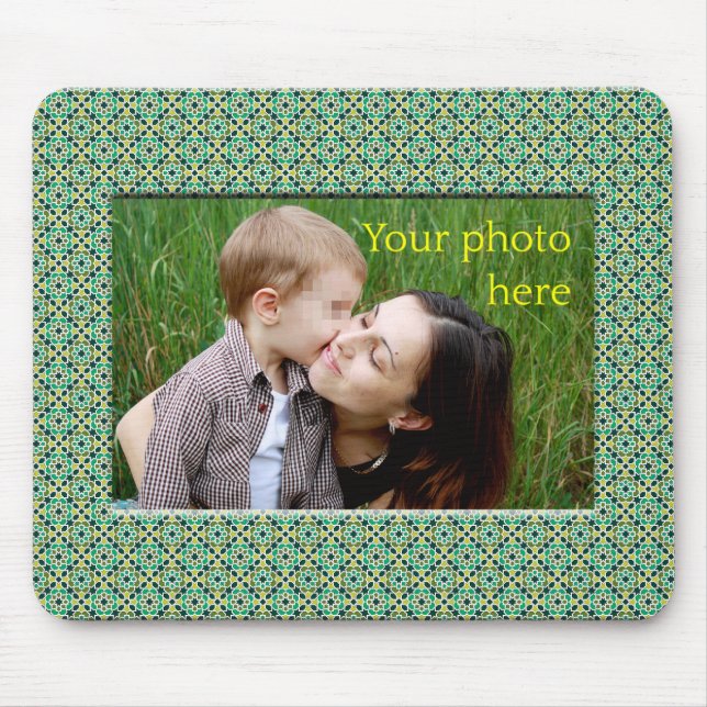Mousepad Plantilla Tu imagen aquí y Mosaico de Marruecos (Frente)