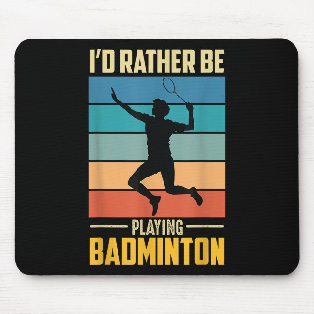 Mousepad Play Badminton Shuttle Retro Badminton Player Game (Frente)