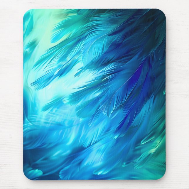Mousepad Pluma Abstrata Azul Verde (Frente)