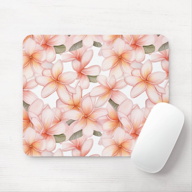 Mousepad Plumeria Rosa bonito Pastel Frangipani Floral (Com mouse)