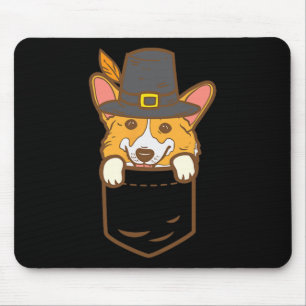 Mousepad Pocket Pilgrim Welsh Corgi Dog Lover Cute Thanksgi