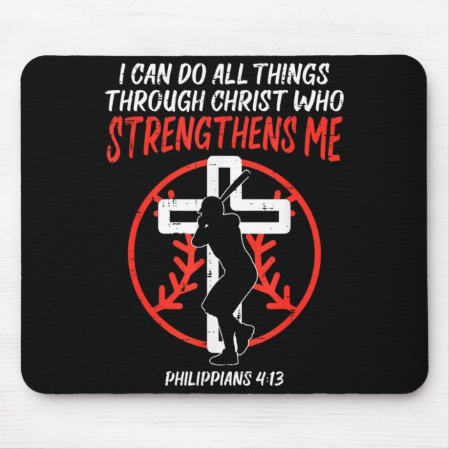 Mousepad Pode Fazer Todas as Coisas Beisebol Religioso Cris (Frente)