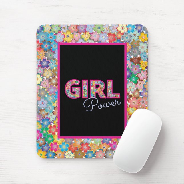Mousepad Poder da Menina | Girassas rosadas Lindas (Com mouse)