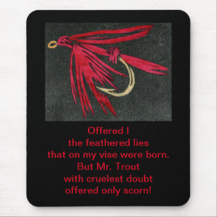 Mousepad "Poema da truta cruel" com "a mosca molhada dos