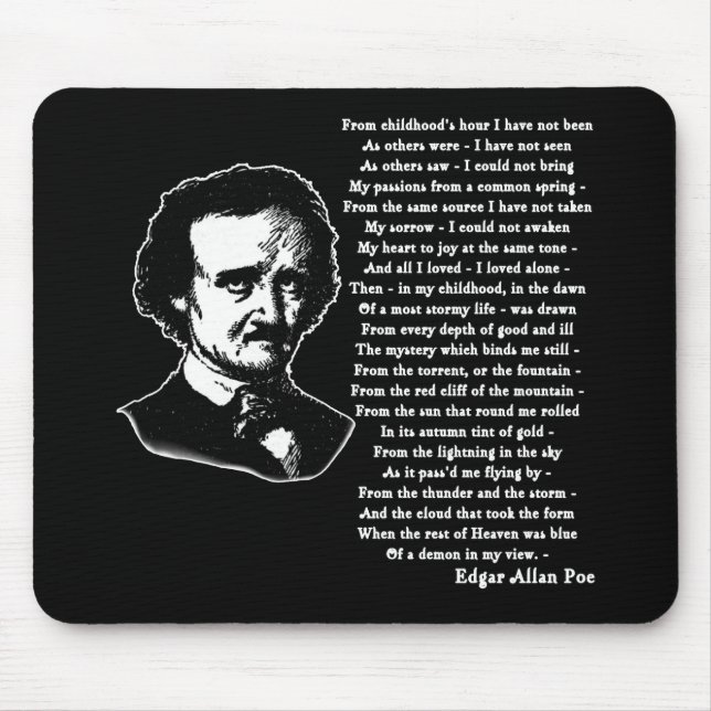 Mousepad Poema de Edgar Allan Poe SOZINHO (Frente)