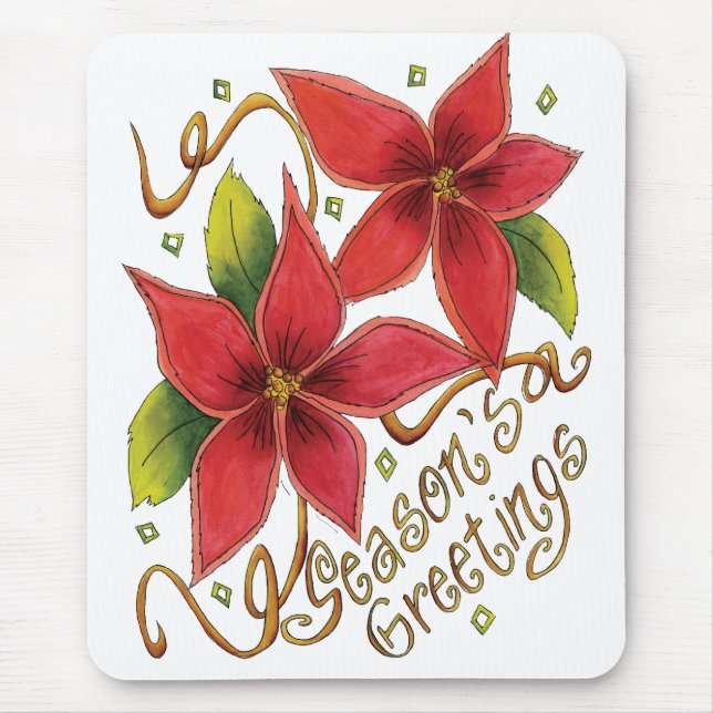 Mousepad Poinsétias dos cumprimentos da estação (Frente)