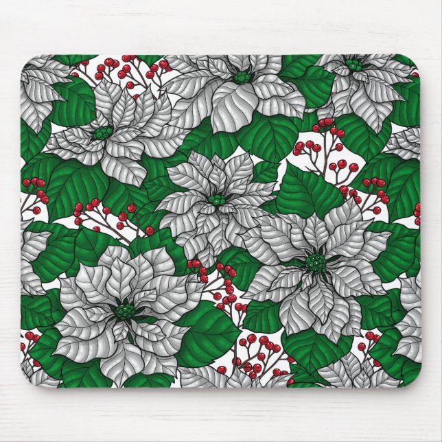 Mousepad Poinsettia branca, padrão de Natal (Frente)