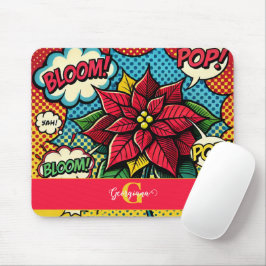 Mousepad Poinsettia de Pop de Arte de Cartões Retro Persona