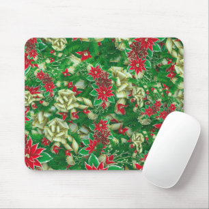 Mousepad Poinsettia Fir Deixa Fitas Fitas Natal Floral