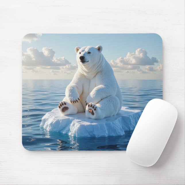 Mousepad Polar Bear Floating On an Ice Floe (Com mouse)