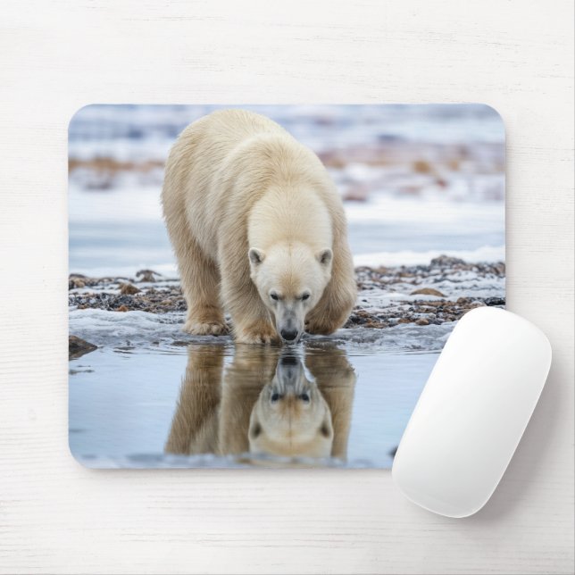 Mousepad Polar Bear Looking at its Reflection (Com mouse)