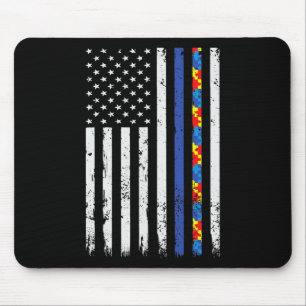 Mousepad Polícia de Linha Azul Thin apoia Autism 4 de julho