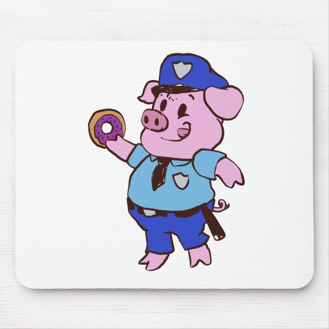 Mousepad Polícia de Porcos comendo uma rosquinha| escolher  (Frente)