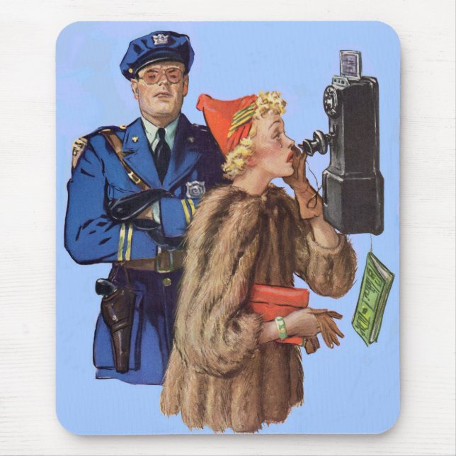 Mousepad policial de trânsito dos anos 1930 e mulher rica d (Frente)