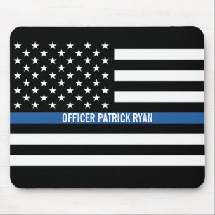 Mousepad Policial Fino Linha Azul Sinalizador Americano Nom