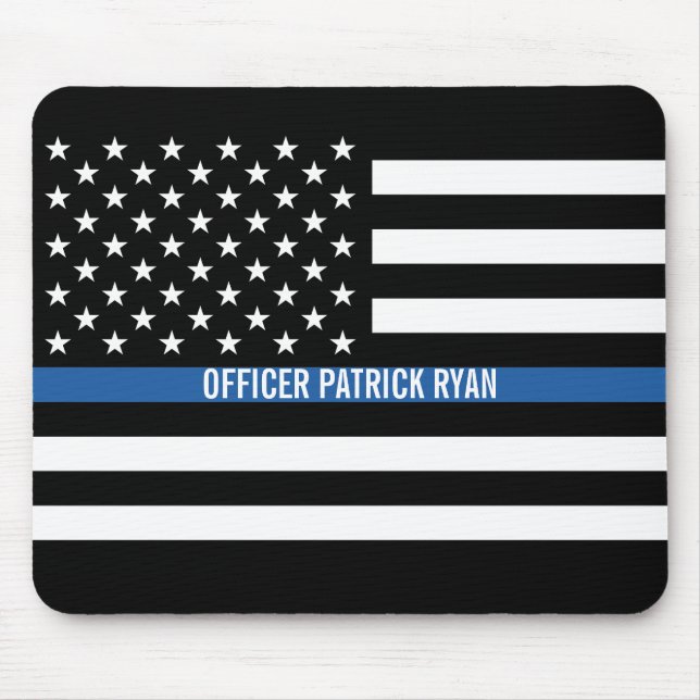 Mousepad Policial Fino Linha Azul Sinalizador Americano Nom (Frente)