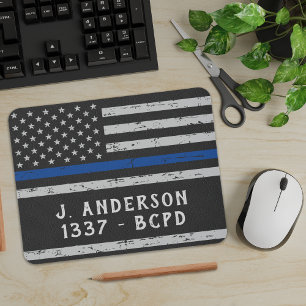 Mousepad Policial Personalizado da Linha Azul Vintage Thin