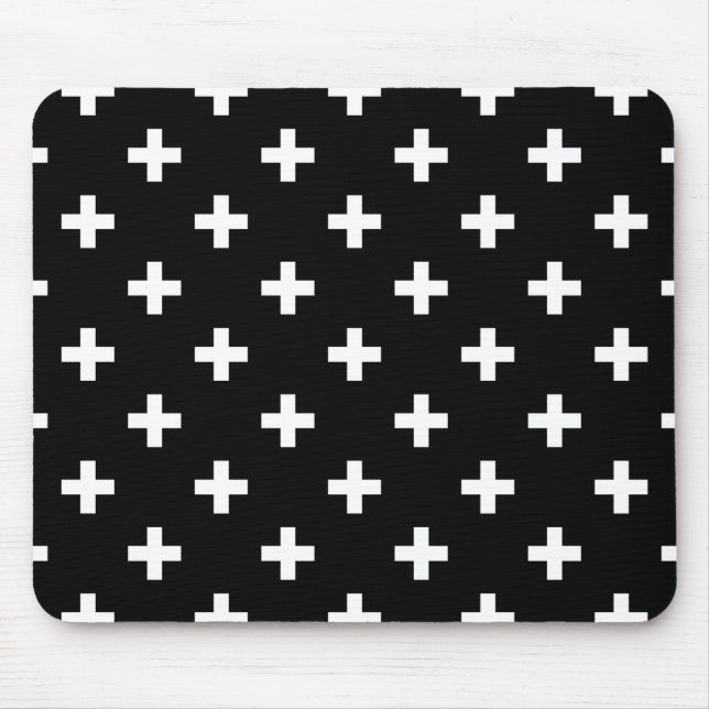 Mousepad Polka branca cruza a preto (Frente)