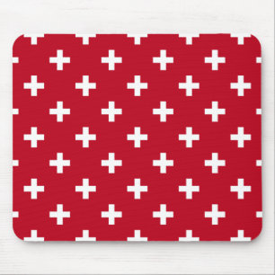 Mousepad Polka branca cruza em vermelho