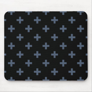 Mousepad Polka cinza azul cruza a preto