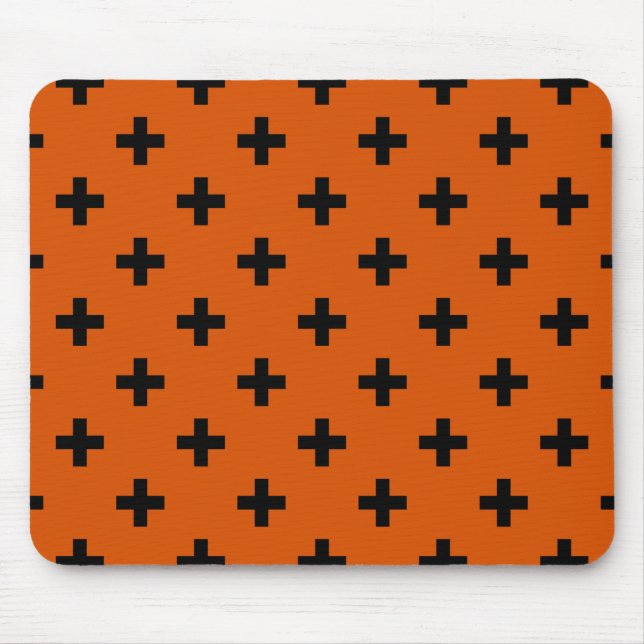 Mousepad Polka negra cruza a laranja (Frente)