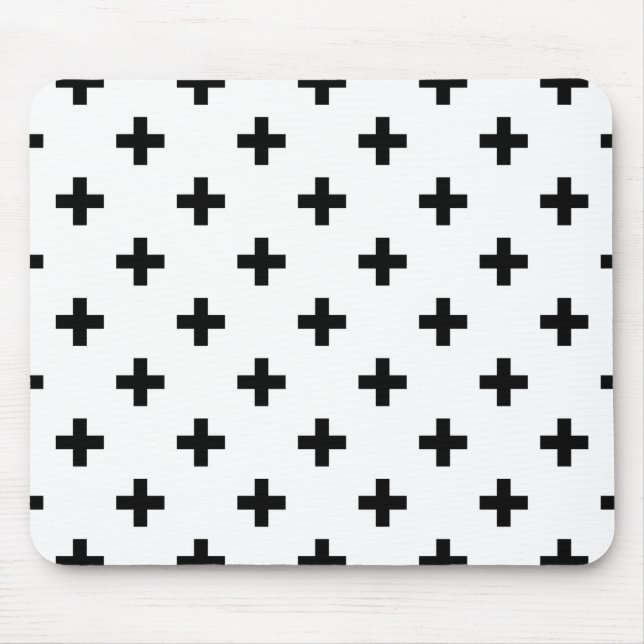 Mousepad Polka preto cruza em branco (Frente)