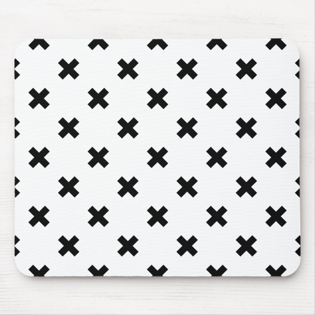 Mousepad Polka preto cruza em branco (Frente)