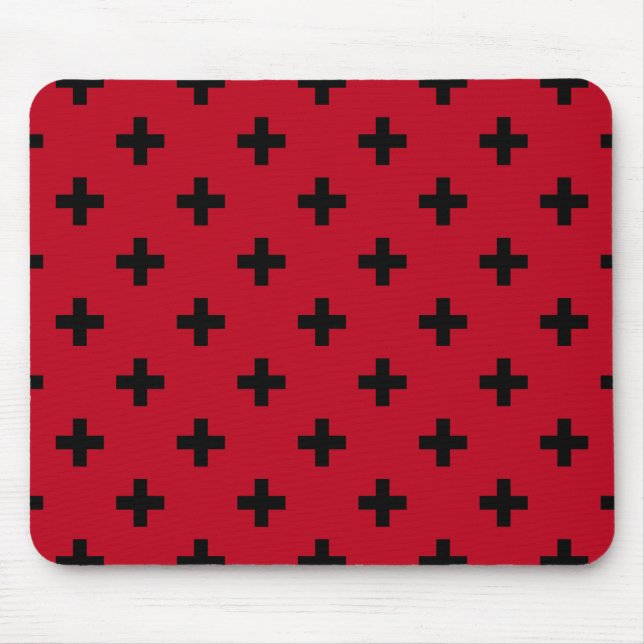 Mousepad Polka preto cruza em vermelho (Frente)