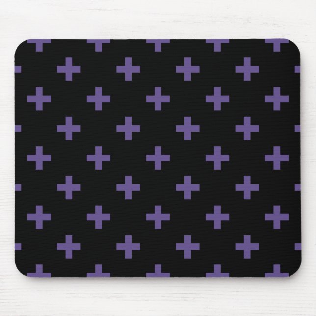 Mousepad Polka ultravioleta cruza em preto (Frente)